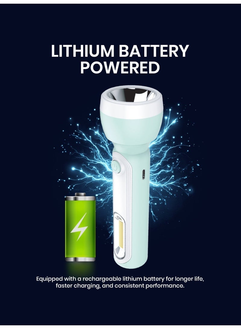 Ogera مصباح يدوي ببطارية ليثيوم LED - مصباح قابل لإعادة الشحن فائق السطوع مع بطارية ليثيوم تدوم طويلاً، مدمج وقوي، مصباح جيب مقاوم للماء للتخييم، المشي في الطبيعة والاستخدام الطارئ - Image 2